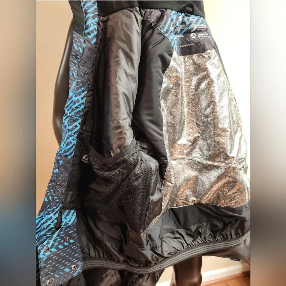 Men's Coat Size 2XL Blue & Black Design Waterproof Windproof All Weather - Picture 14 of 15